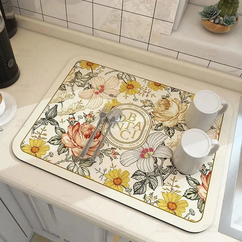 Dish Drying Mat Diatomaceous Earth Super Absorbent Non-Slip
