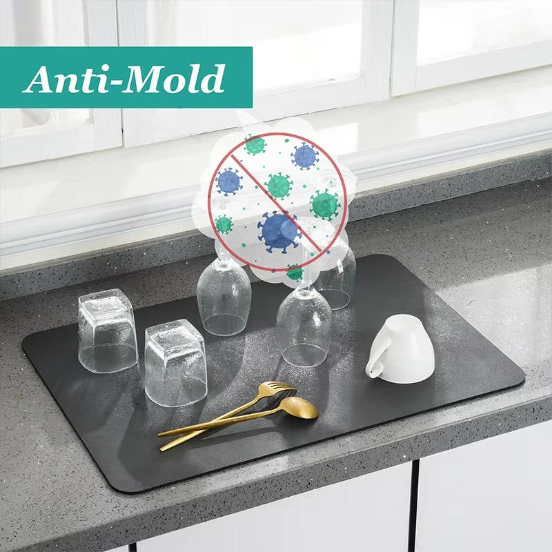 Dish Drying Mat Diatomaceous Earth Super Absorbent Non-Slip