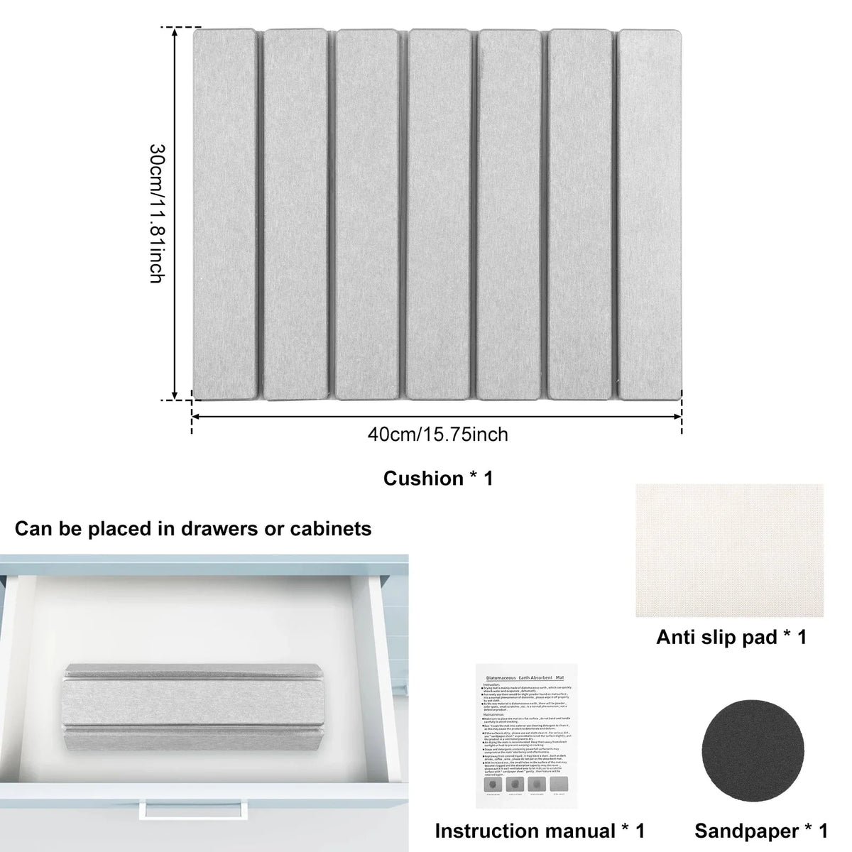 Dish Drying Mat Diatomite Foldable Nonslip Base