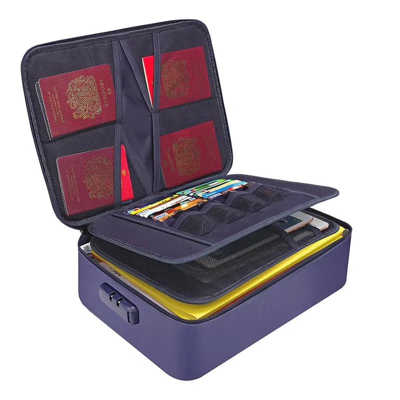 Document Organizer Fire-Resistant & Waterproof Multiple Compartments