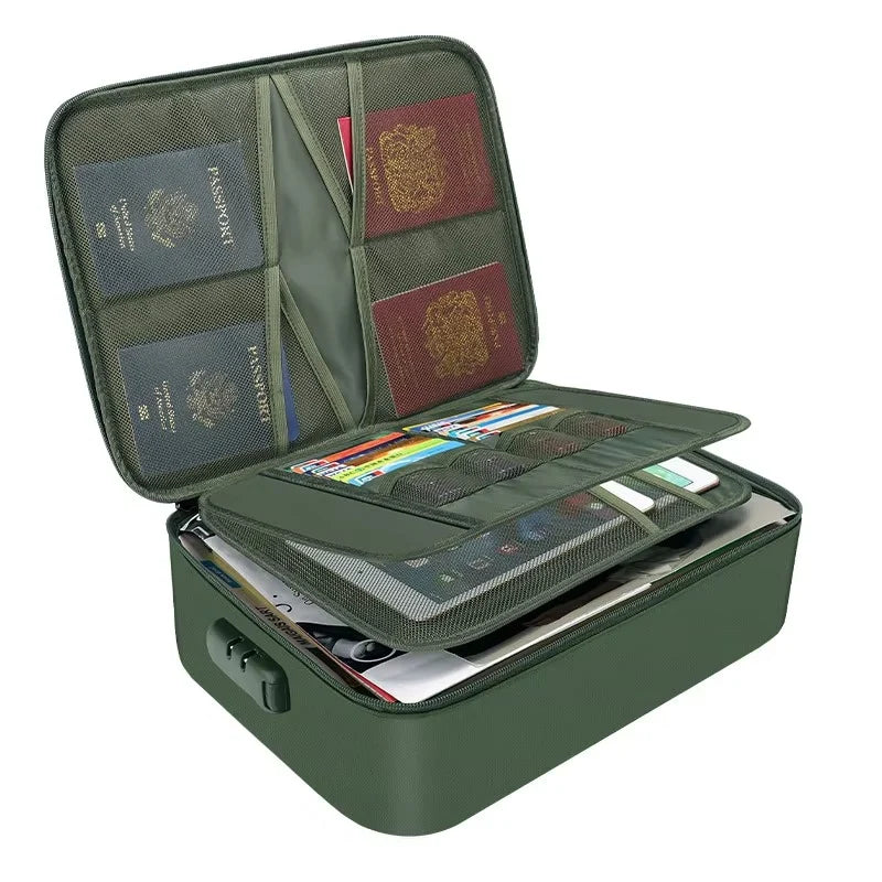 Document Organizer Fire-Resistant & Waterproof Multiple Compartments