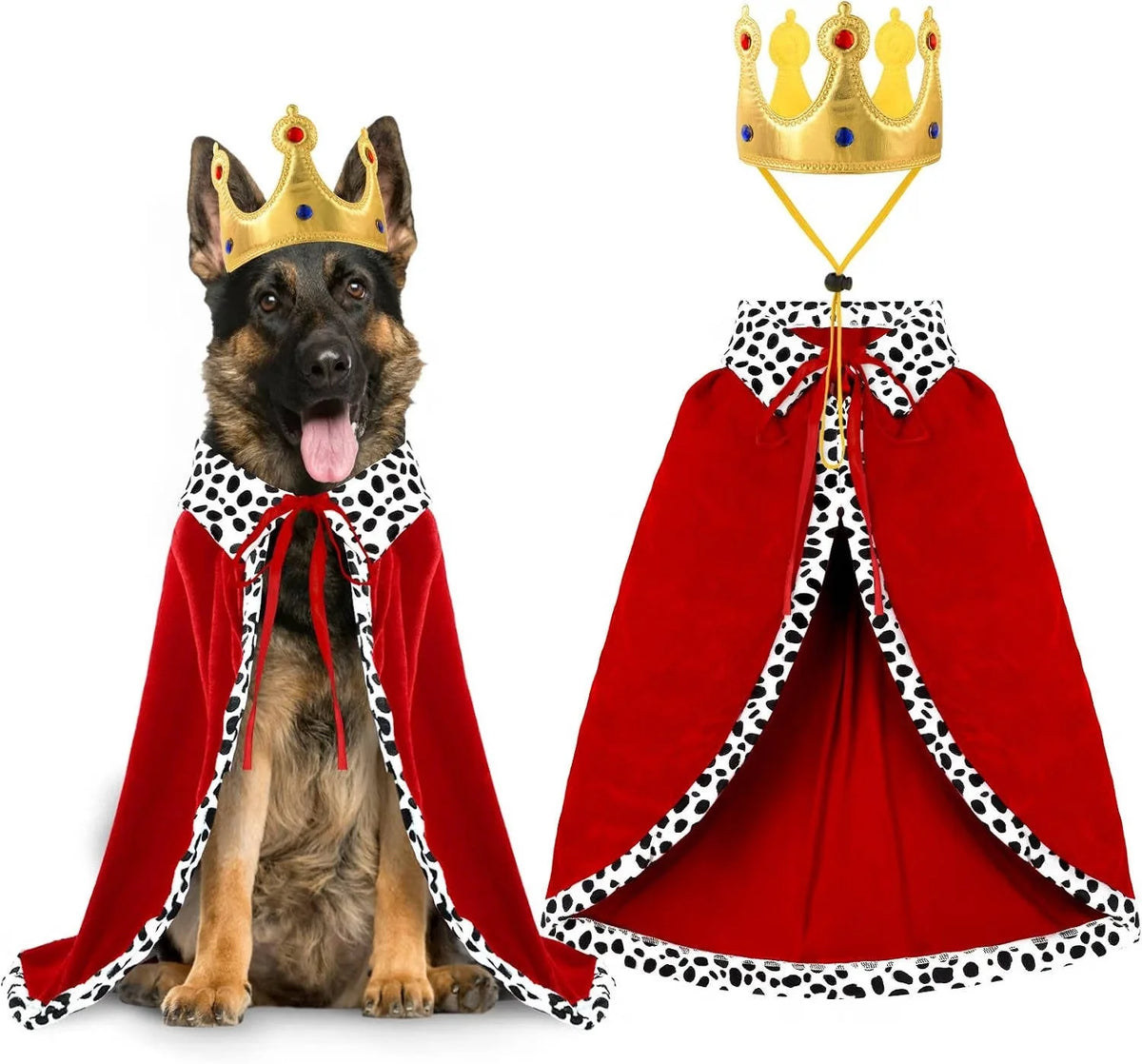 Dog Costume Red Velvet Crown Adjustable Straps