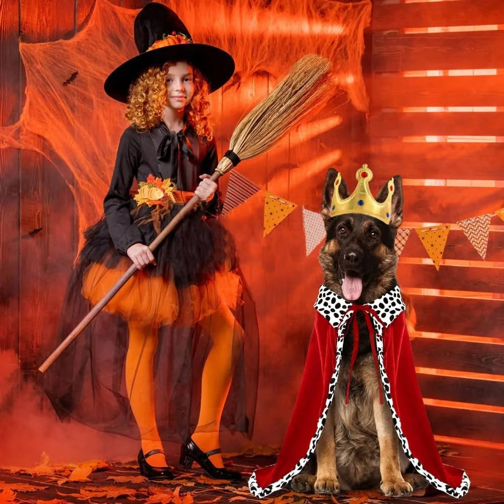Dog Costume Red Velvet Crown Adjustable Straps