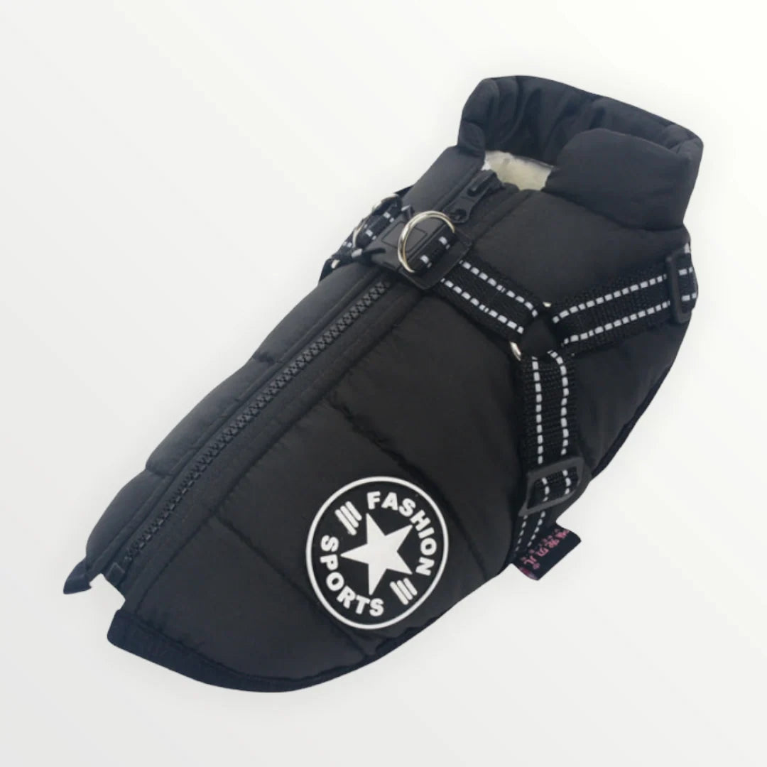 Dog Jacket Wind- & Water-Repellent Integrated Harness Reflective Strips
