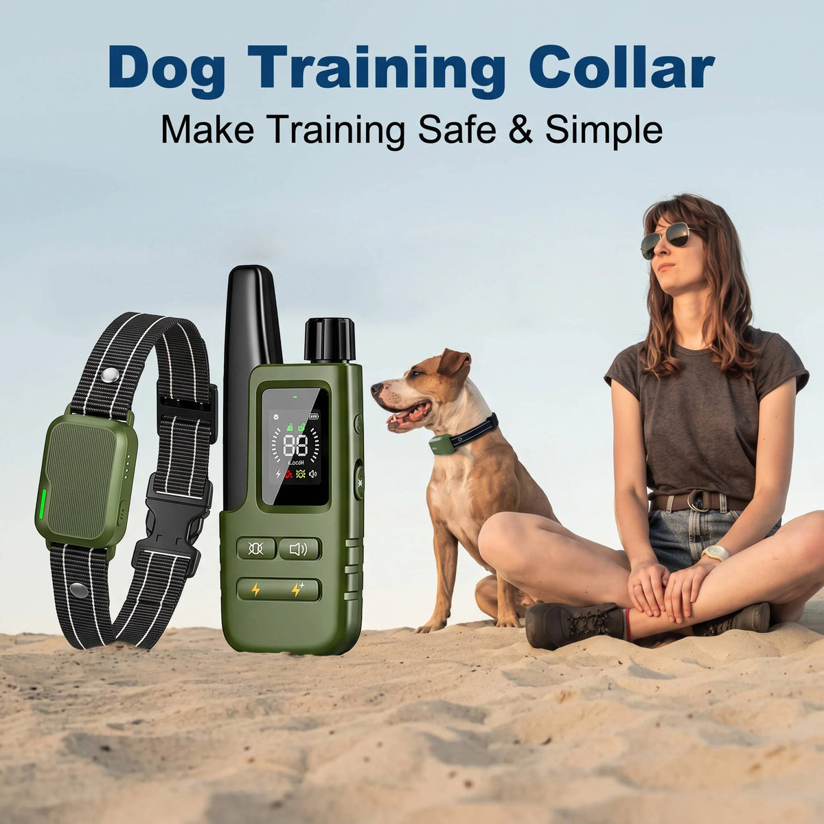 Dog Training Collar Dual-Channel Remote Waterproof 3,300 Ft Range
