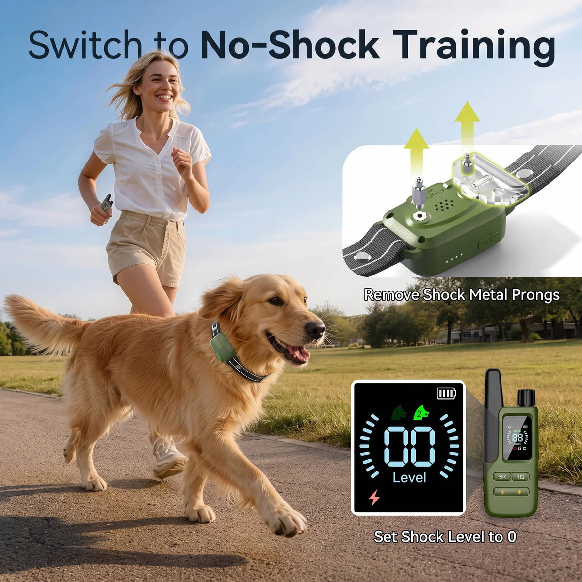 Dog Training Collar Dual-Channel Remote Waterproof 3,300 Ft Range