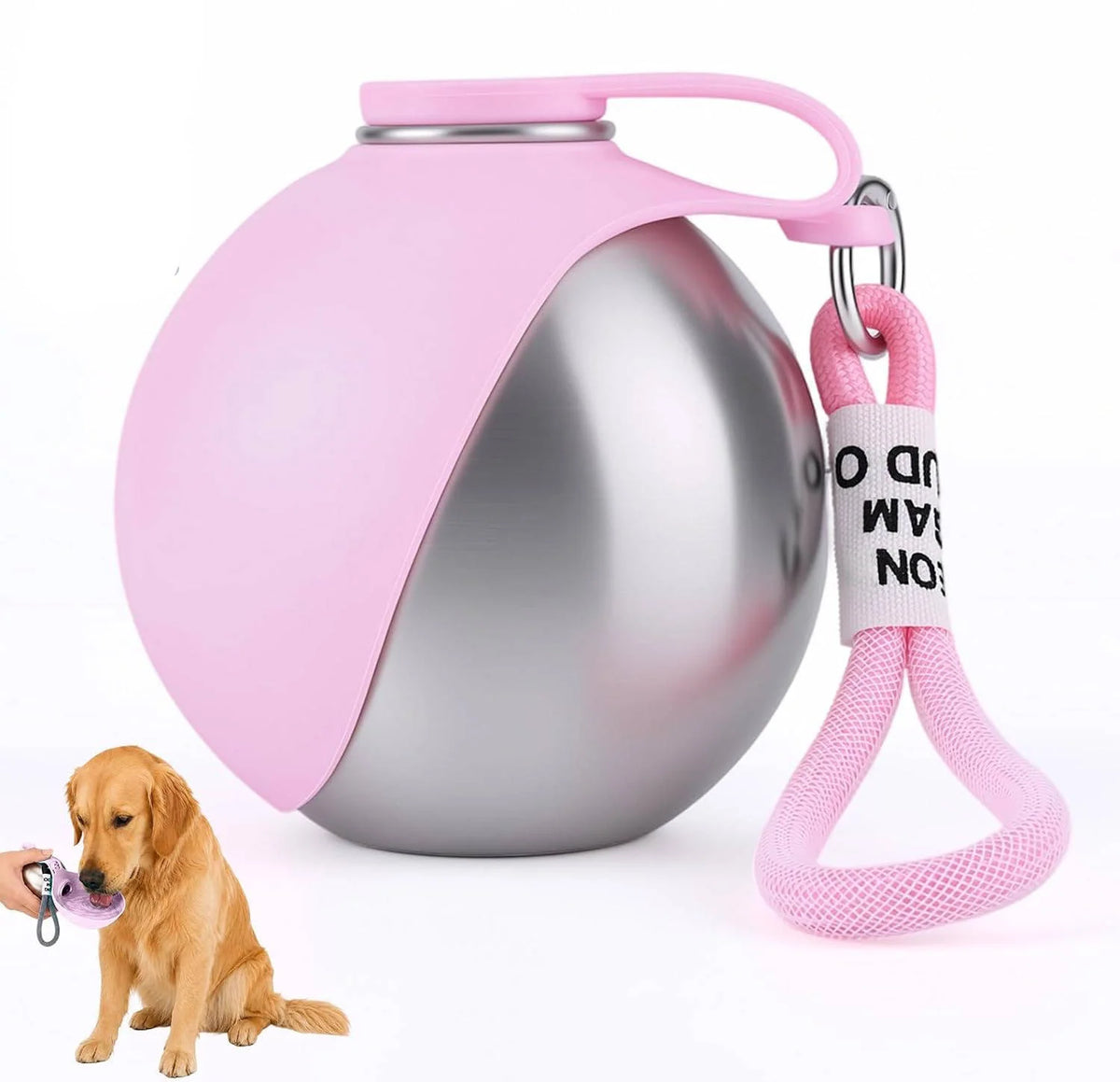 Dog Water Bottle Stainless Steel Foldable Bowl Leakproof