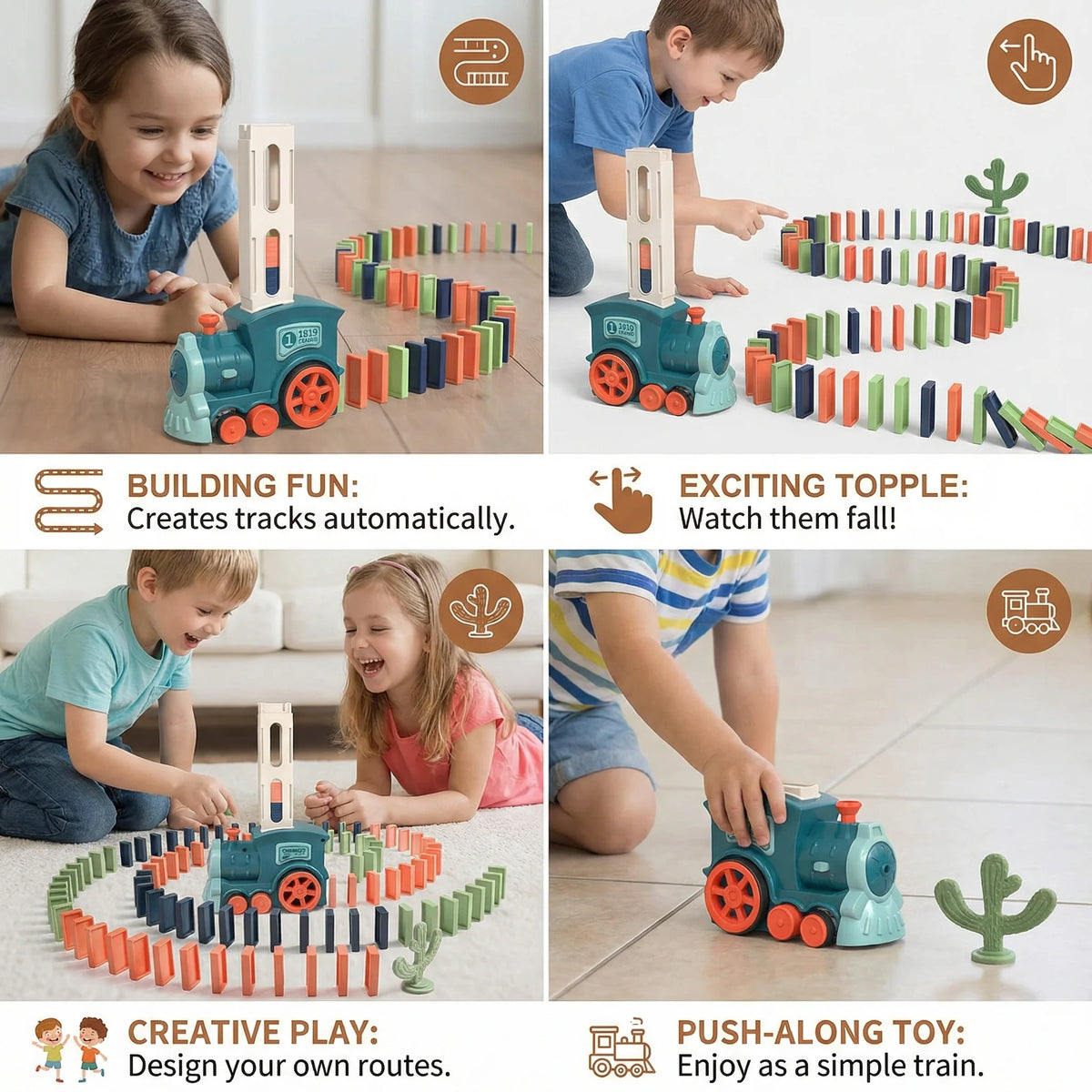 Domino Train Toy Motorized Automatic Placement Reusable Cartridge
