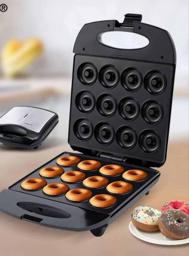 Donut Maker 12-Cavity Nonstick Indicator Lights