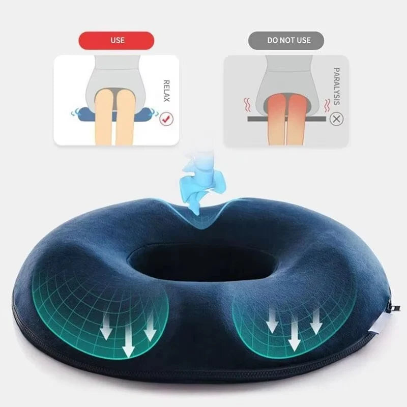 Donut Seat Cushion High-Density Memory Foam Pressure Relief