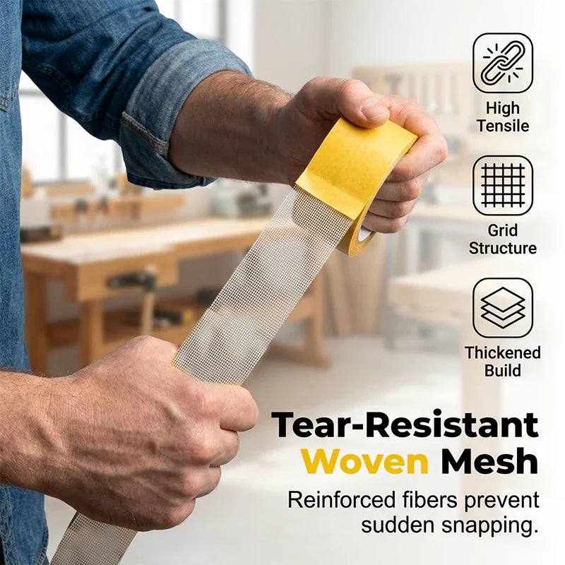 Double-Sided Tape Tear-Resistant Fabric Residue-Free 20m Roll