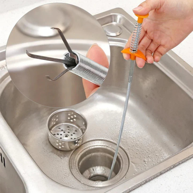 Drain Cleaning Hook Flexible Stainless Steel Reusable