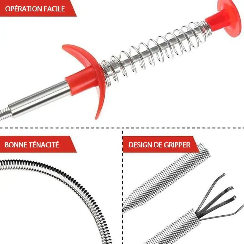 Drain Hook Flexible Spring Steel Barbed Tip 60 cm
