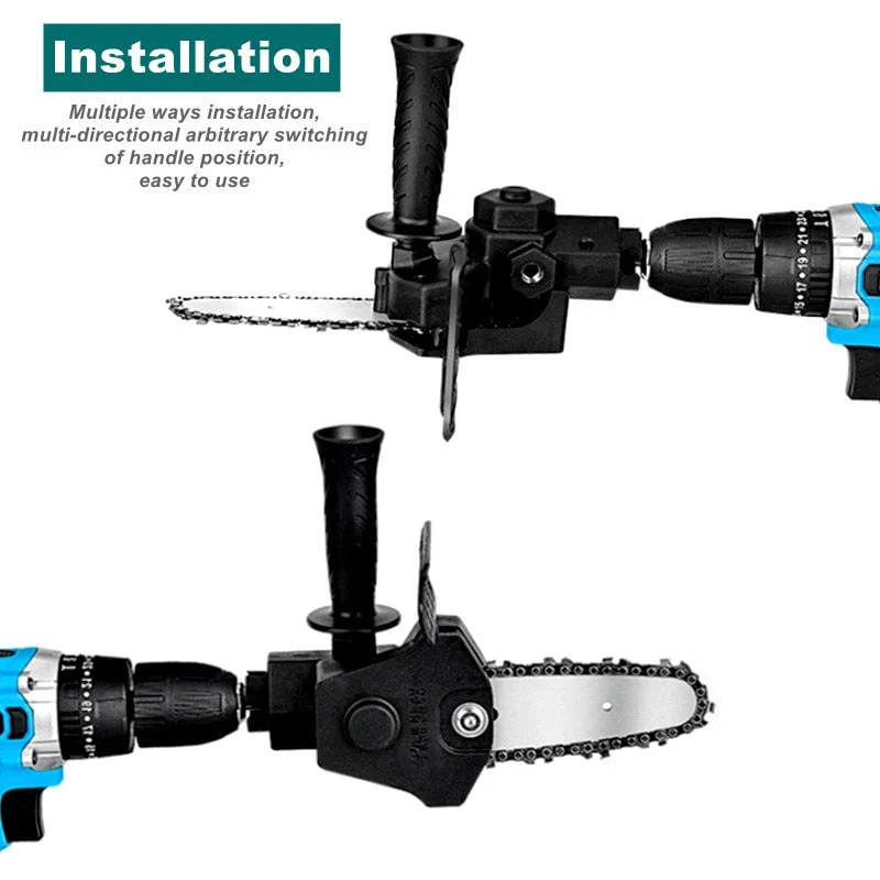 Drill Chainsaw Attachment 4 Inch Tungsten Chain Lightweight