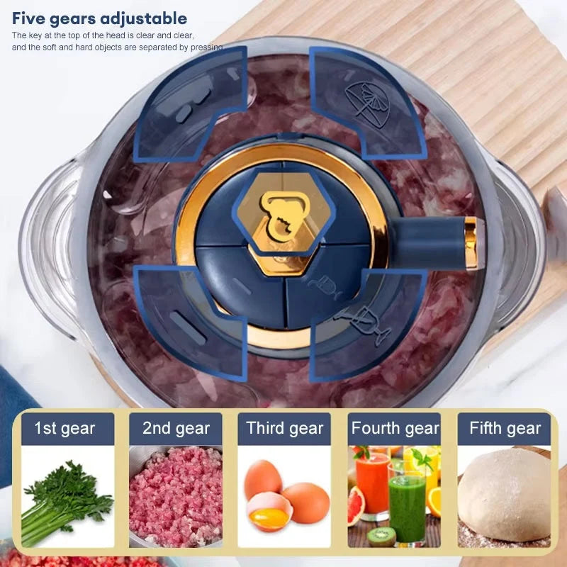 Electric Food Chopper Stainless Steel Bowl 5.28-Quart 6 Blades