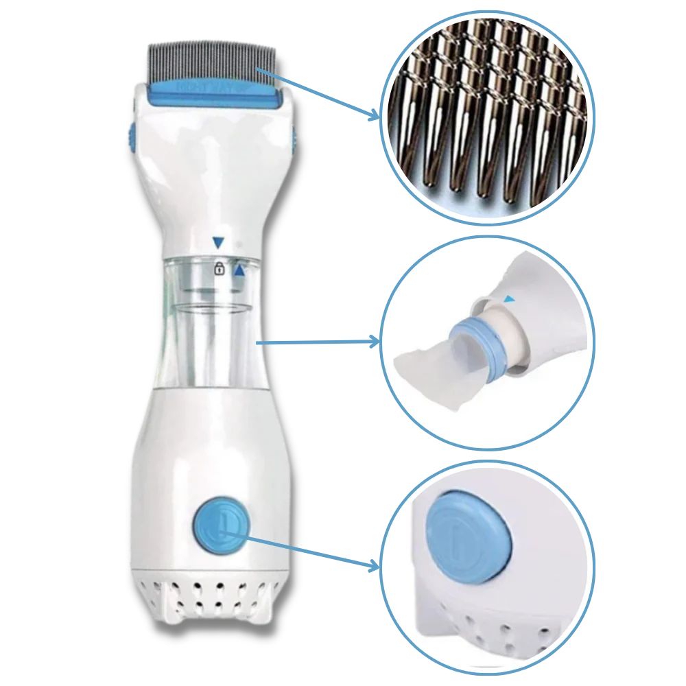Electric Lice Comb Battery-Operated Rounded Teeth Disposable Filter