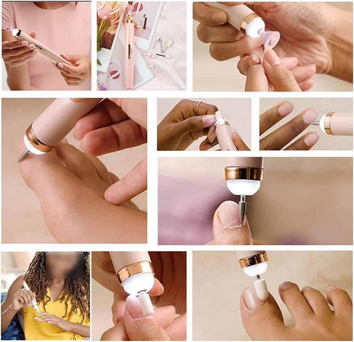 Electric Nail File Rechargeable With LED Light & 5 Bits
