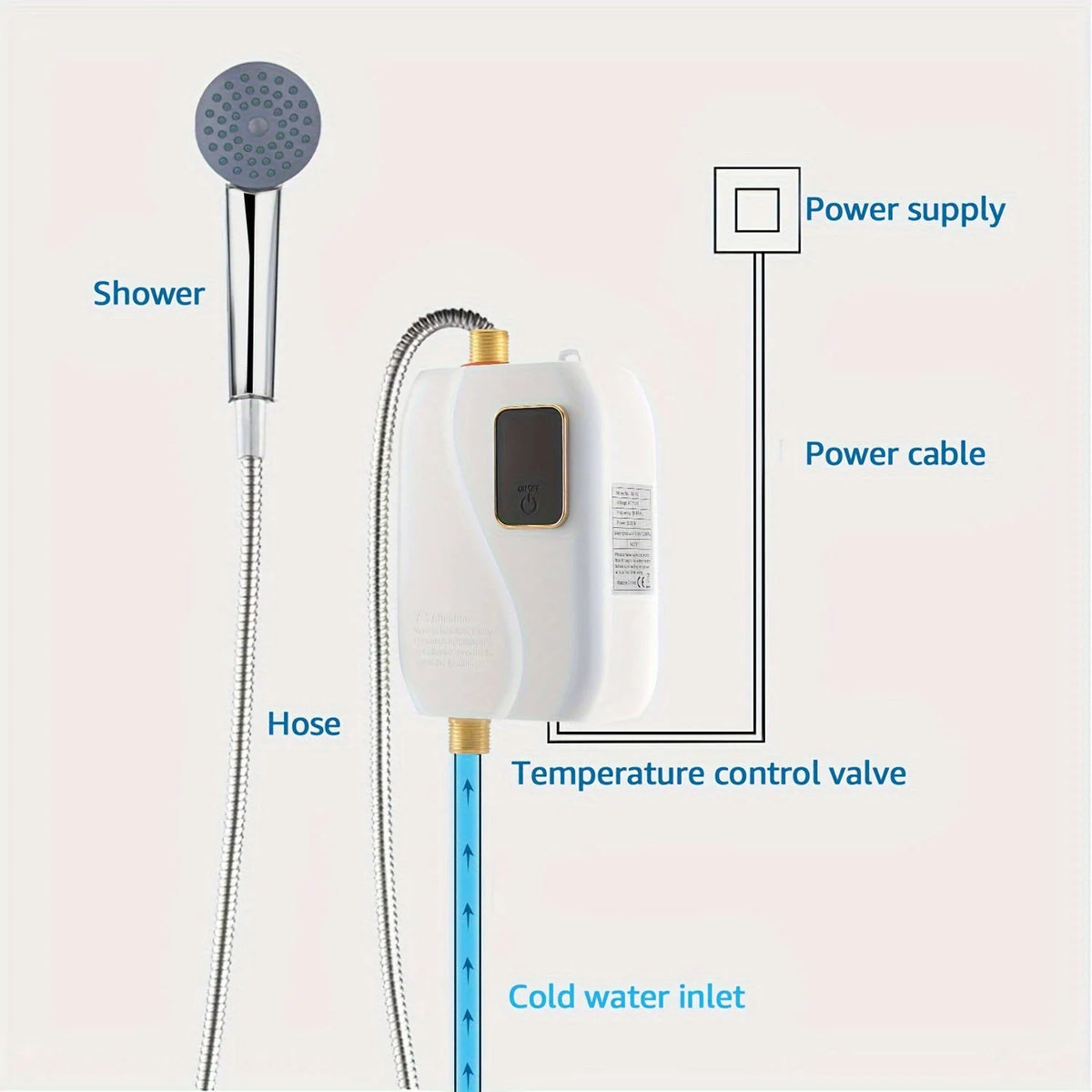 Electric Tankless Water Heater 3000W Digital Display