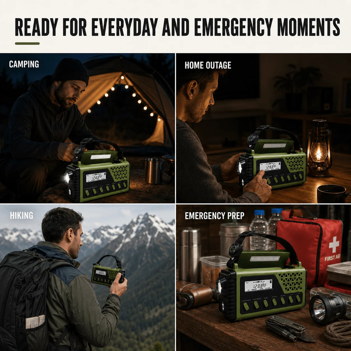 Emergency Radio Hand Crank & Solar 10,000mAh Power Bank