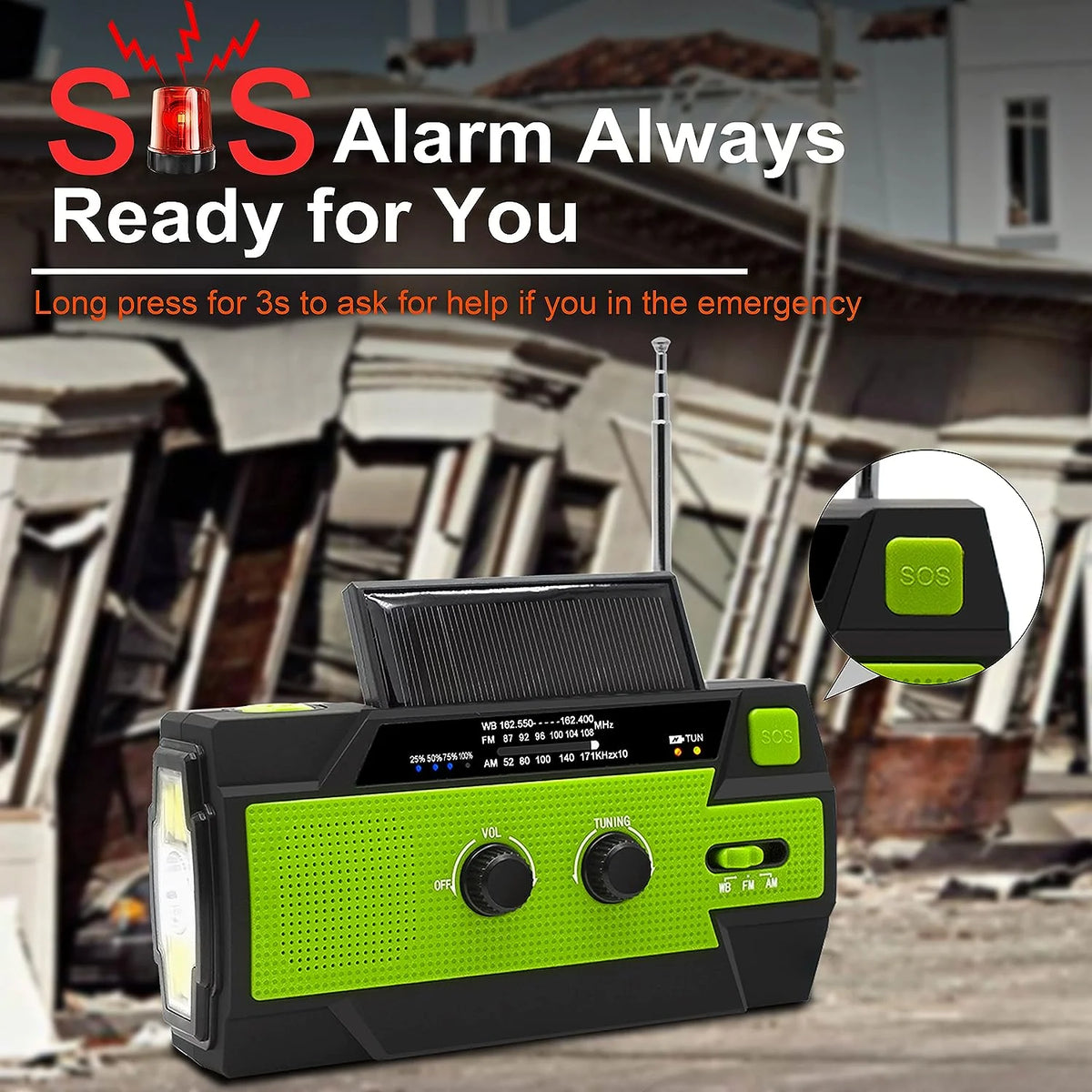 Emergency Weather Radio Hand Crank & Solar 4000mAh Battery