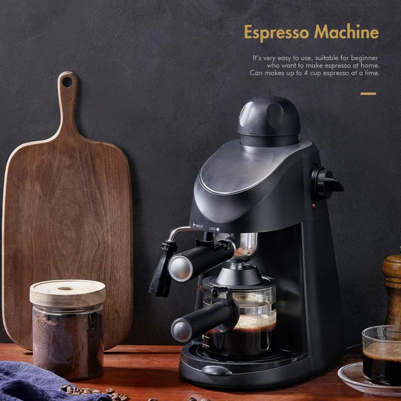 Espresso Machine Built-In Steam Wand Frother 4-Cup