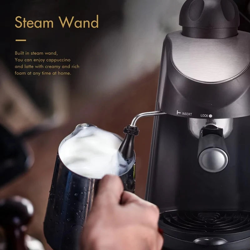 Espresso Machine Built-In Steam Wand Frother 4-Cup