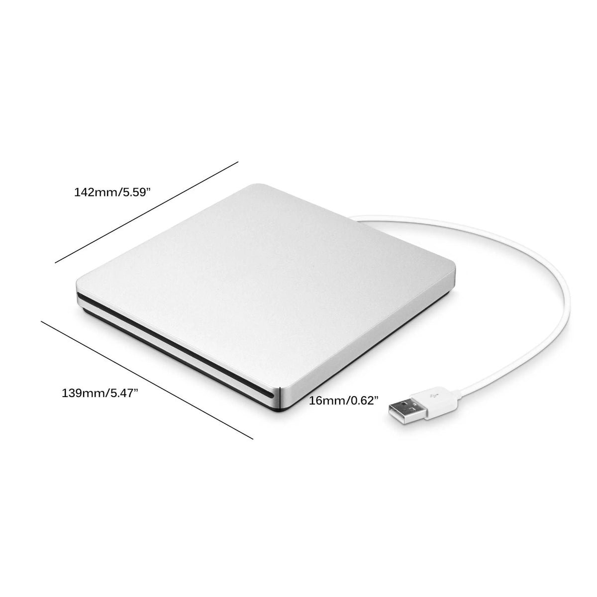 External CD/DVD Drive Slot-Loading USB-Powered Plug-And-Play