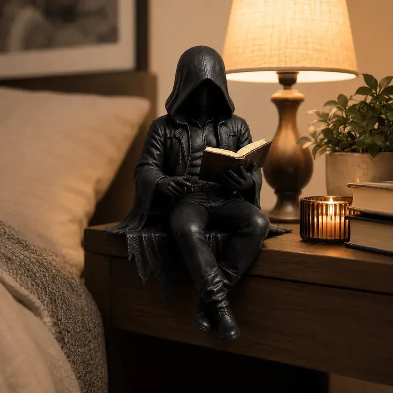 Figurine Hooded Reader Gothic Resin