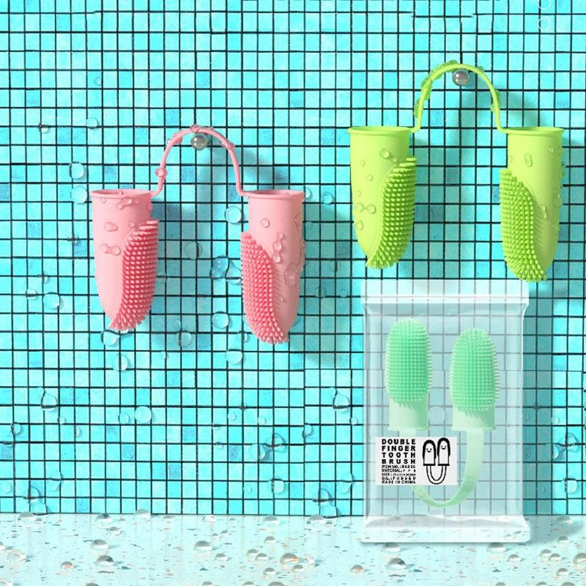 Finger Toothbrush Dual-Finger Design Over 800 Bristles