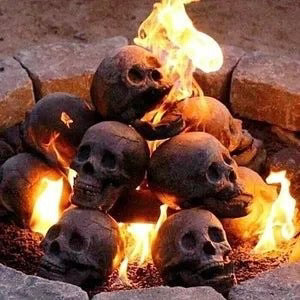 Fire Pit Skull Heat-Resistant Ceramic Hollow Flame Effect