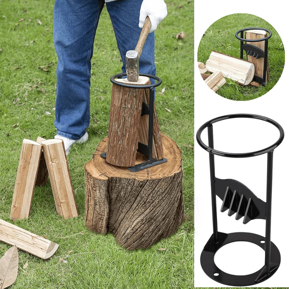 Firewood Splitter Cast Iron Fixed Wedge Reinforced Wide Base