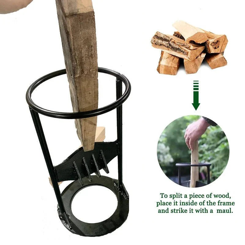 Firewood Splitter Cast Iron Fixed Wedge Reinforced Wide Base