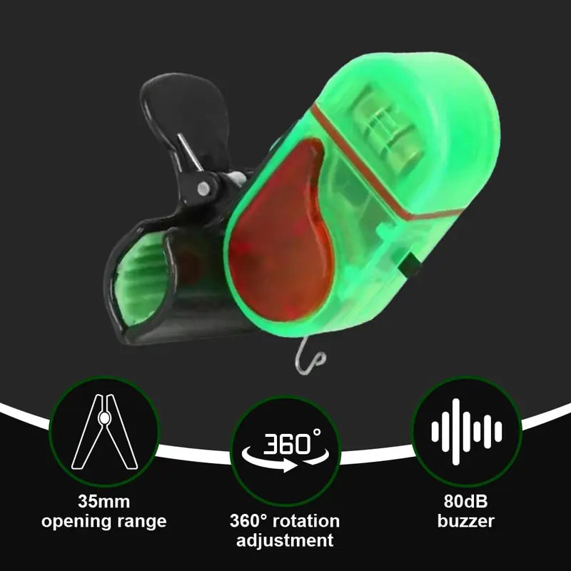 Fishing Rod Bite Alarm Clip-On Sensitive Sound & LED