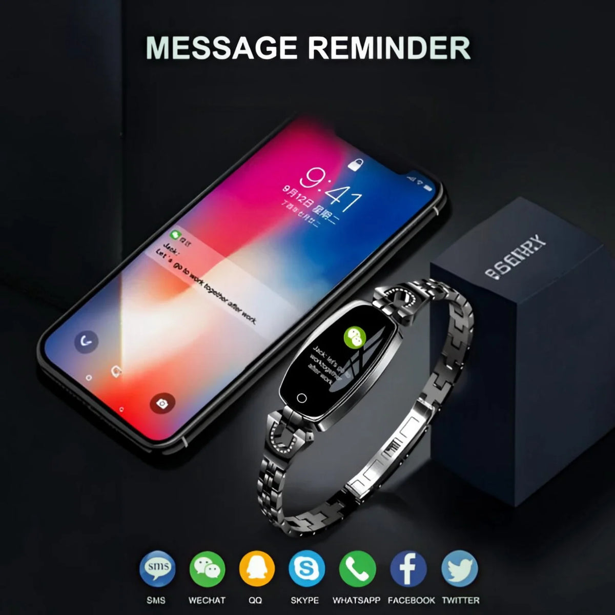 Fitness Bracelet Heart Rate & Color Touchscreen Interchangeable Chains