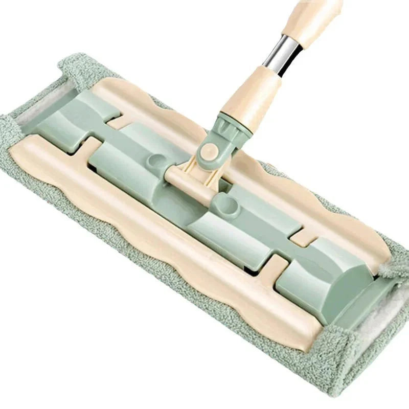 Flat Mop Telescopic Handle & Swivel Head Washable Microfiber Pads