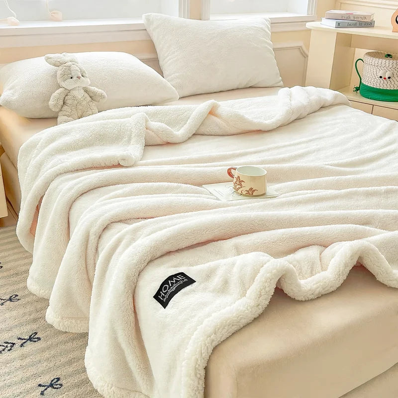 Fleece Blanket Double-Layer Sheepskin Warmth