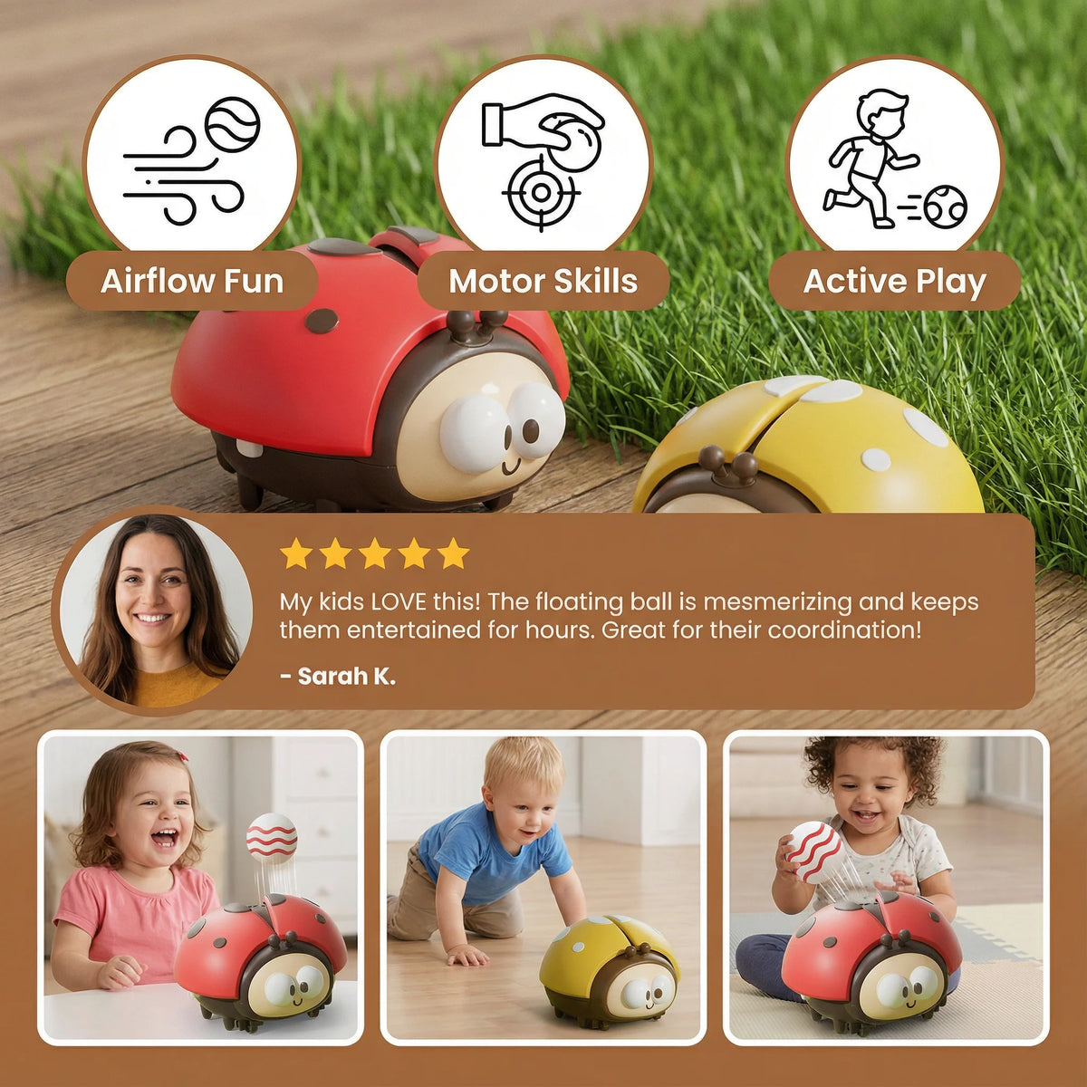 Floating Balloon Toy Ladybug Battery-Powered One-Button