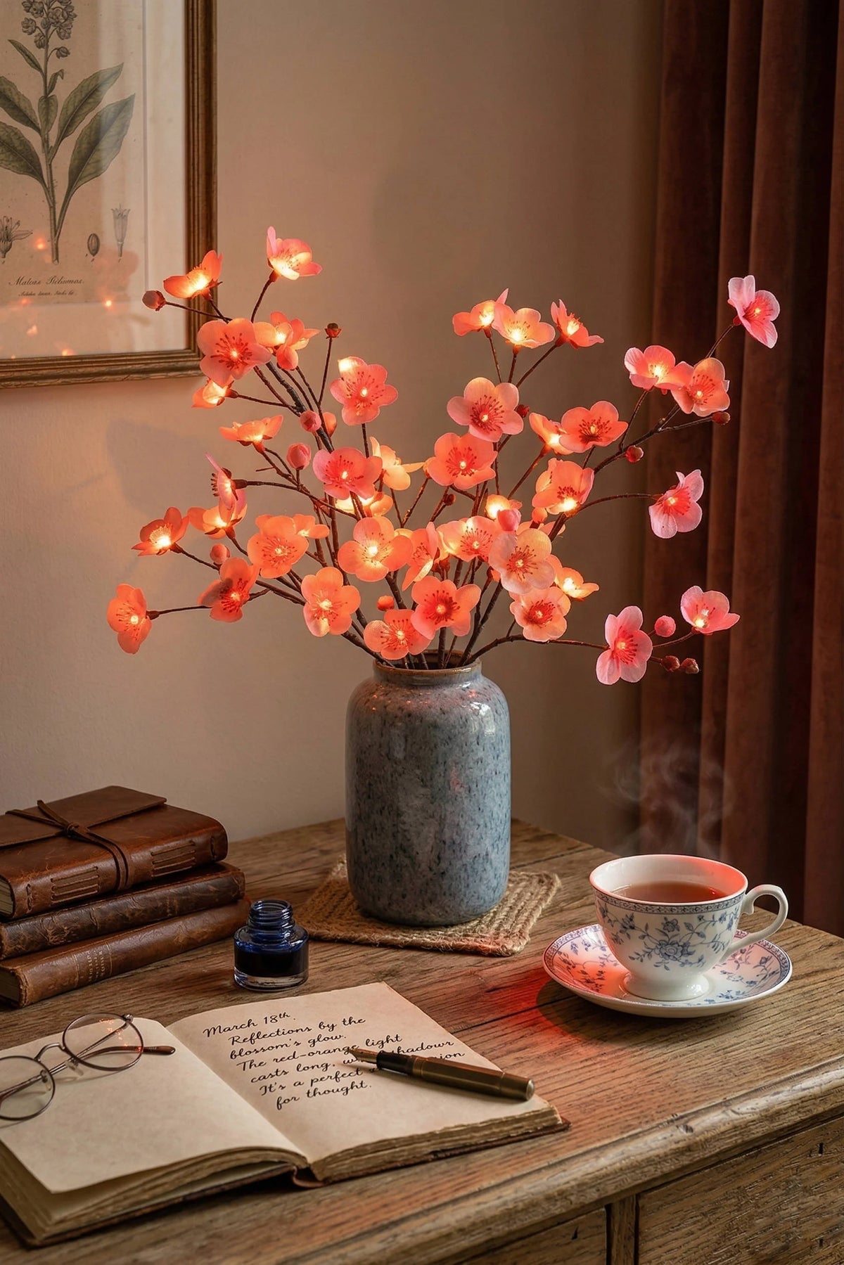 Floral Branch Lights Battery-Powered LED Set of 3
