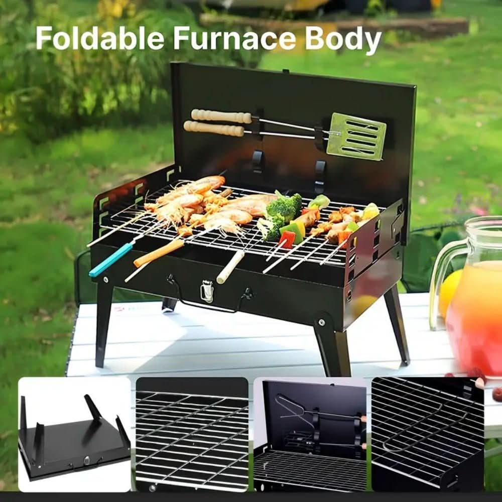 Foldable Grill Suitcase Style Stainless Steel Grate