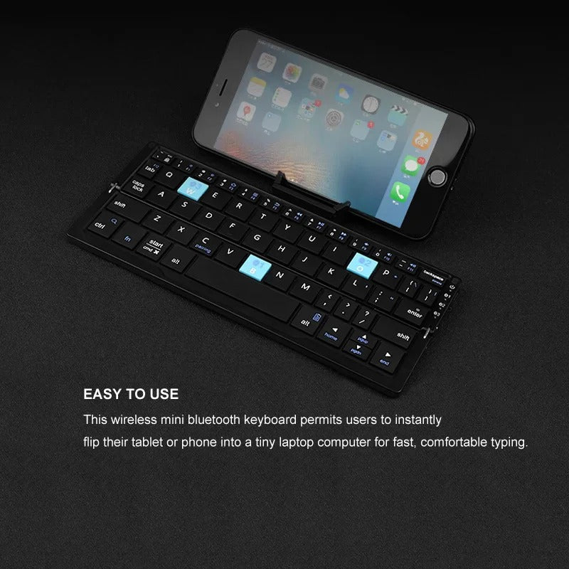 Folding Keyboard Wireless 4.0 3-Device Memory Rotating Stands