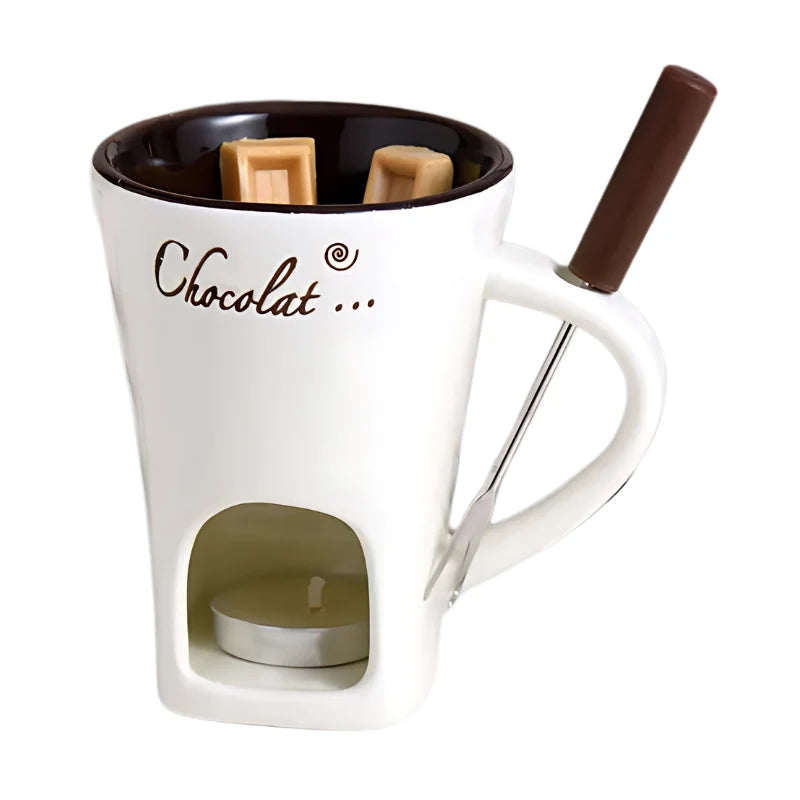 Fondue Set Tealight-Powered Ceramic Dishwasher-Safe