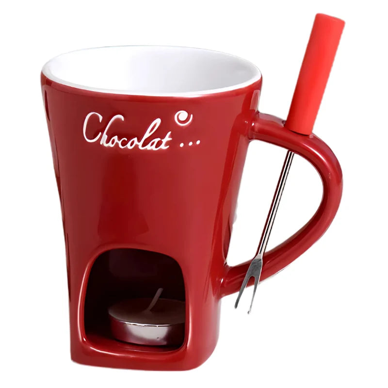 Fondue Set Tealight-Powered Ceramic Dishwasher-Safe
