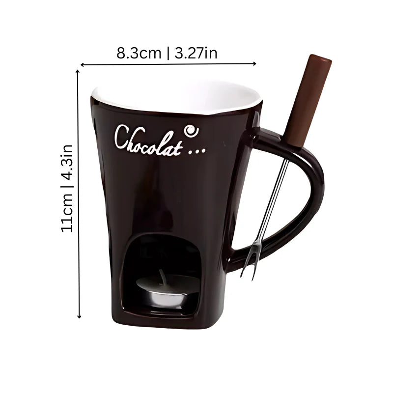 Fondue Set Tealight-Powered Ceramic Dishwasher-Safe