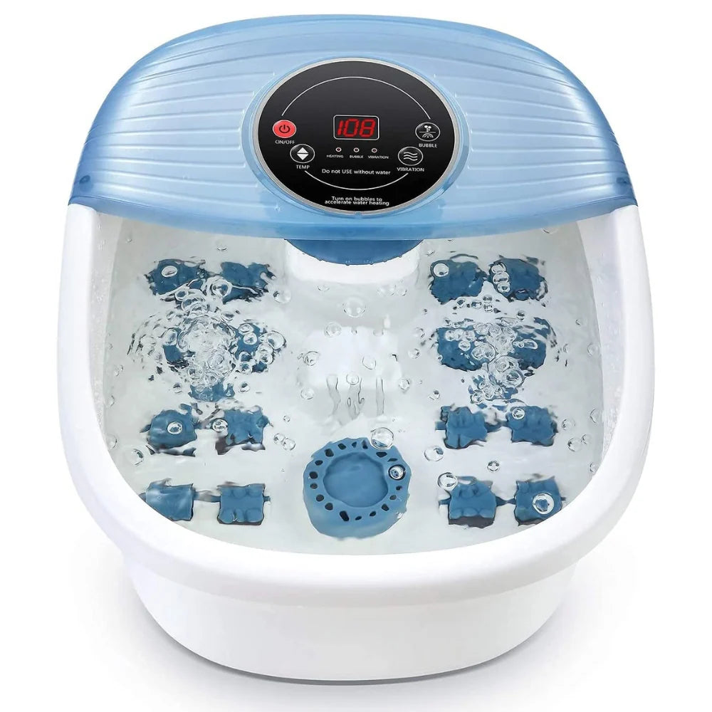 Foot Bath Temp-Controlled Heating Bubble Jets & Massage Rollers