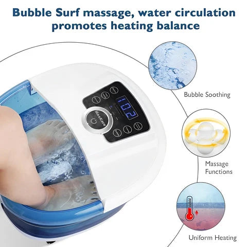 Foot Spa Massager Heated Bubbles & Rollers Adjustable Temp