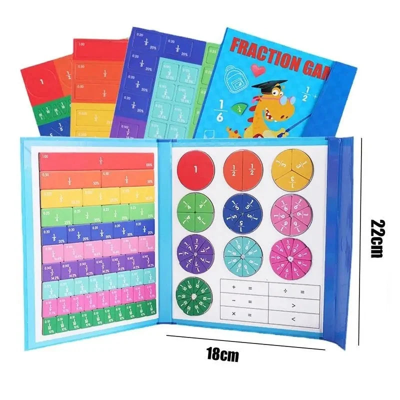 Fraction Game Magnetic Pieces Foldable Dry-Erase Board