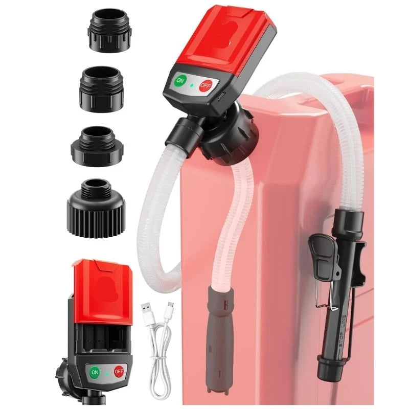 Fuel Transfer Pump Automatic Shutoff Battery-Powered With 4 Adapters