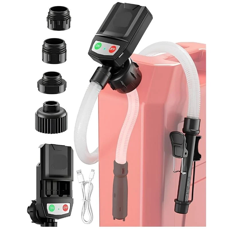 Fuel Transfer Pump Automatic Shutoff Battery-Powered With 4 Adapters