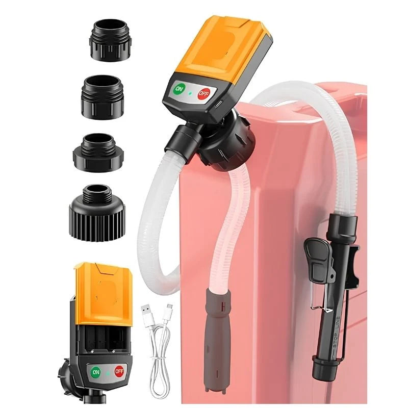 Fuel Transfer Pump Automatic Shutoff Battery-Powered With 4 Adapters