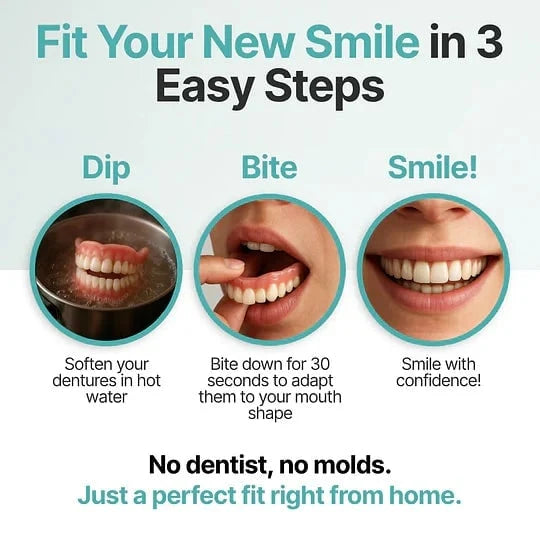 Full Arch Denture Set Flexible Cushion Grip Upper and Lower